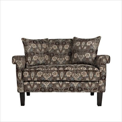 angeloHOME Ennis Floral Garden Loveseat in Vintage Brown and Blue 