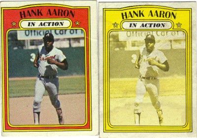 1972 Topps Hank Aaron #300 Blank Back Color SeparationTest card RARE 
