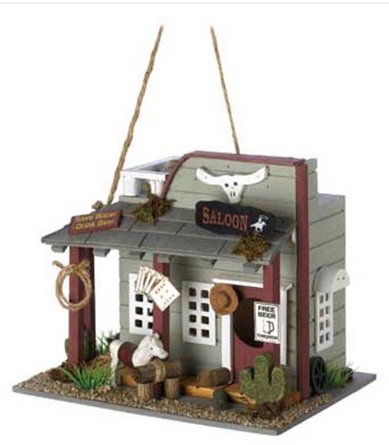 GARDEN OLD WEST DECOR WILD HORSE SALOON WOOD BIRD HOUSE  