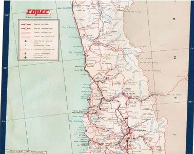 Aceite 1970 de Copec Mobil de mapa de camino de Chile Copiapo