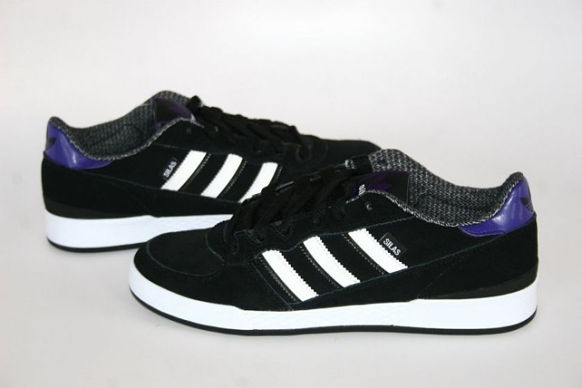 ADIDAS SKATEBOARDING SILAS SB BLACK PURPLE WHITE Sz 8.5  