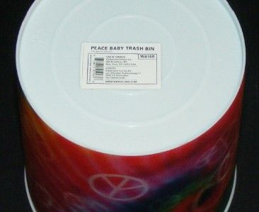 New PEACE BABY Tie Dye Holographic WASTEBASKET Waste Bin Trash Can Hip 