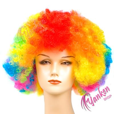   Multicolor Short Curly Costume Clown Bob Afro Circus cosplay party wig