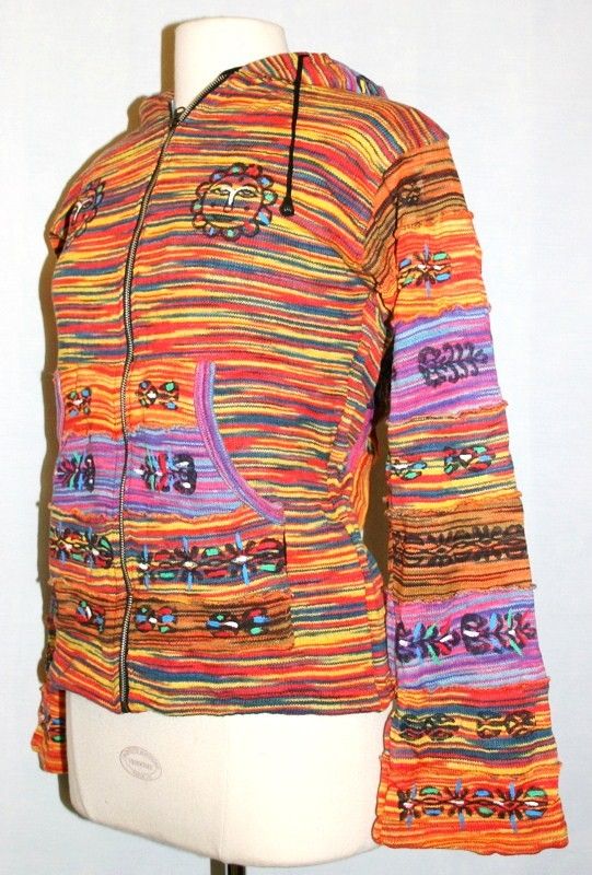 FUNKY NEW KNITTED COTTON BOHEMIAN HIPPY JACKET HOODIE  