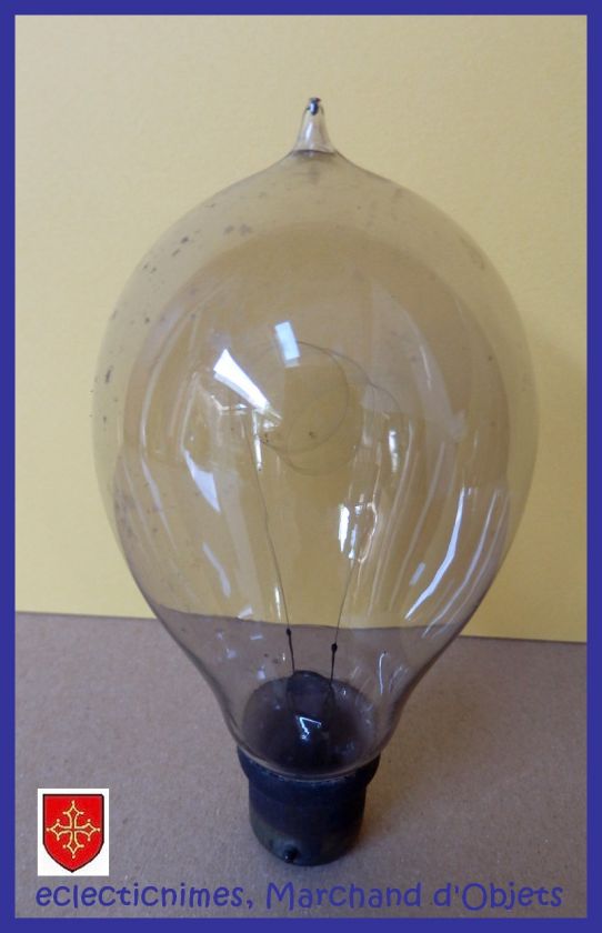 French 1900s ANTIQUE Triple Loop Carbon Filament Edison Light Bulb 