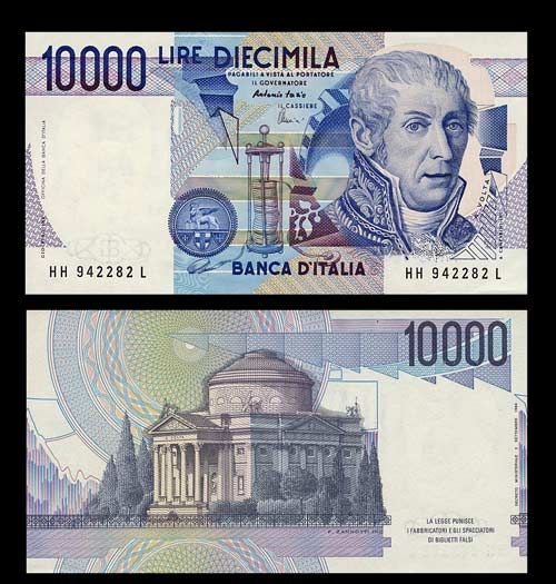 10000 LIRE Banknote ITALY 1984   Alessandro VOLTA   UNC  