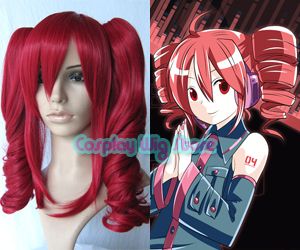 Vocaloid Teto Kasana Dark Red Cosplay Wig +2X Ponytails  