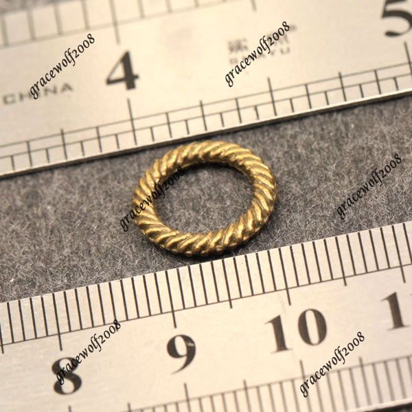  Vintage Antique Brass Round Ring Carved Lines Beads Jewelry Findings 