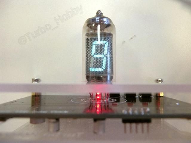 Single Tube VFD Clock with Acrylic Case, side view tube  