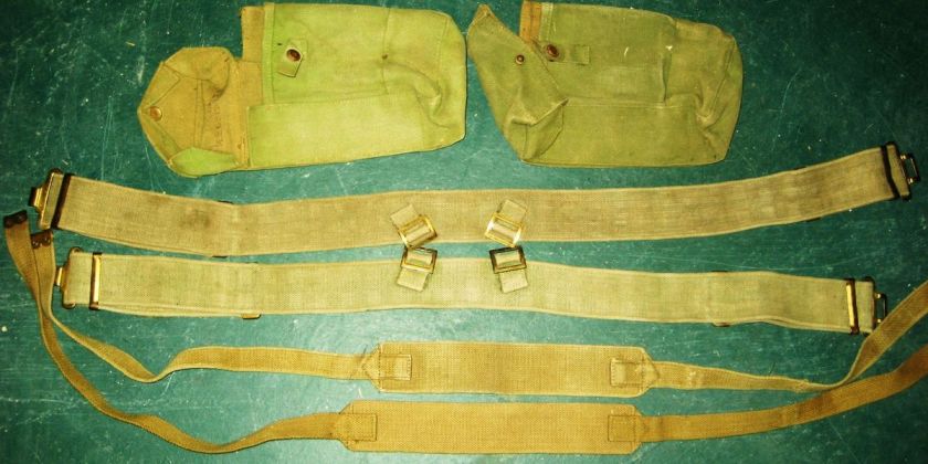 British WWII P37, 37 Pattern, webbing set, used, maybe blancoed  