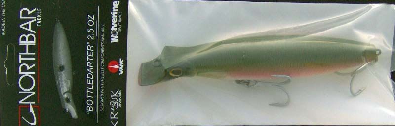   Plastic Bottledarter ~ 2.5 oz ~ Sand Eel (Olive/Pink/Silver)  