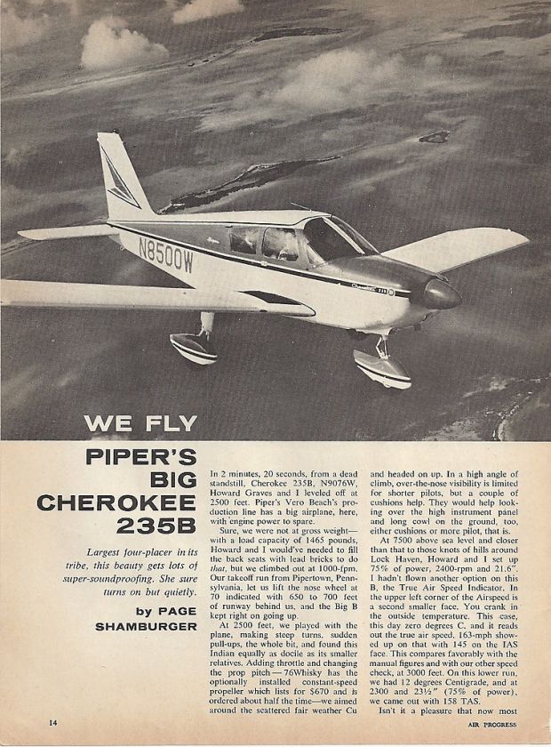 1967 Piper Cherokee 235B Aircraft report 12/25/11  