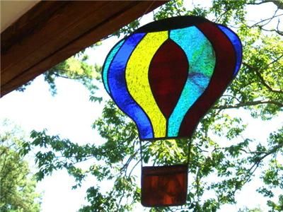 Retro Stained Glass Hot Air Balloon Artist Signed *WOW*  