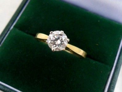 Art deco 18ct gold 0.75ct european old cut diamond solitaire 