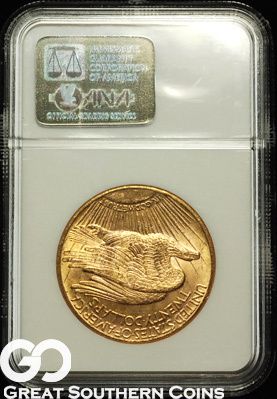 1924 NGC $20 GOLD St Gaudens Double Eagle NGC MS 62  