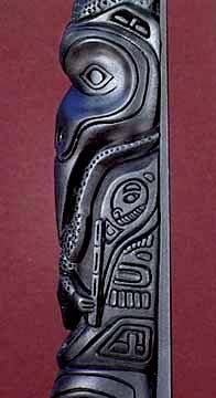 Copy 19th C. HAIDA INDIAN Argillite RAVEN TOTEM, Canada  