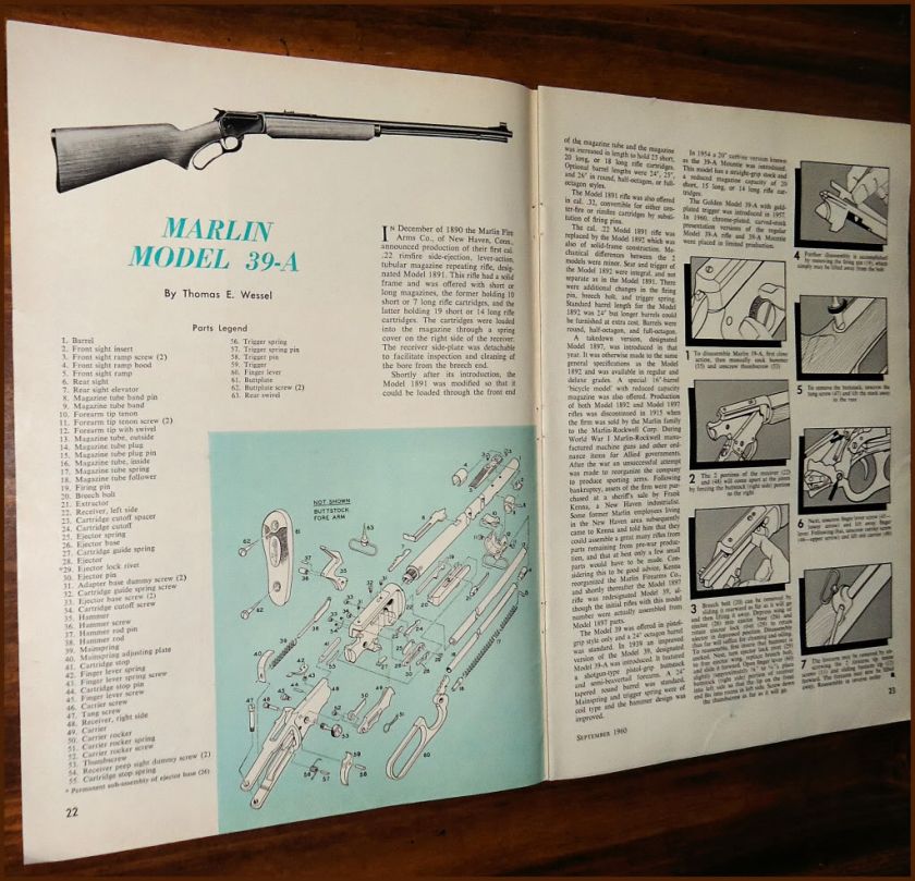   Model 39 A Repeating RIFLE Assembly Article w/ Parts List  