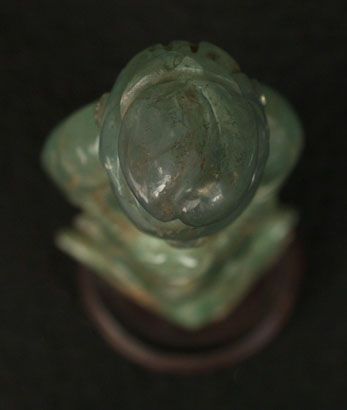 ANTIQUE CHINESE OLD HAND CARVED FLUORITE JADE GREEN STONE KWAN YIN 