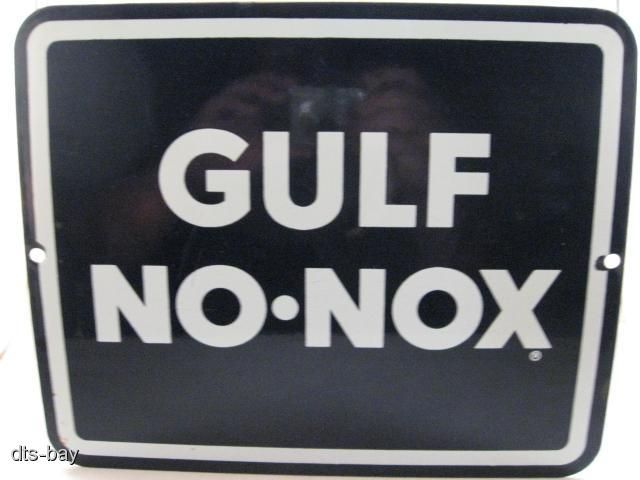 Vintage Porcelain Gulf No Nox Gas Station Pump Advertising Sign