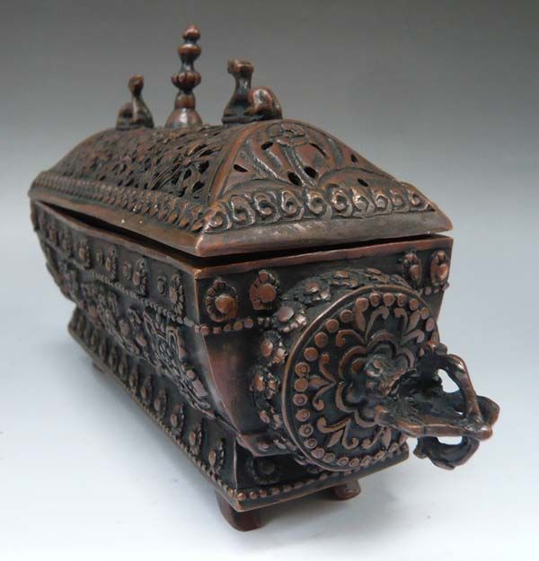 Old Tibetan 8 Auspicious Symbols Incense Burner Censer  