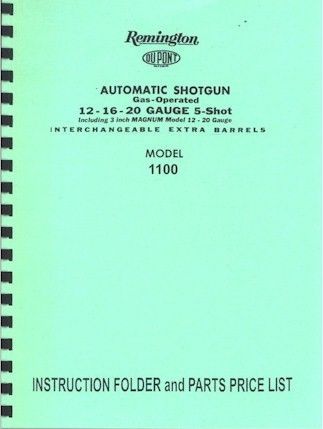 Remington Model 1100 Automatic Shotgun Inst Gun Manual  