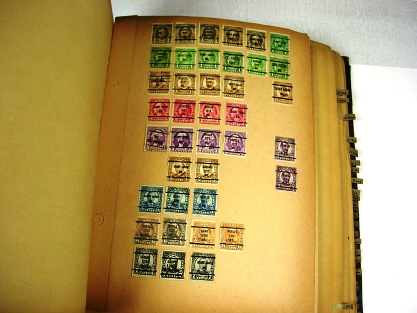 US, 100S of OLD Precancel Stamps hinged on pages(OLD album, coming 