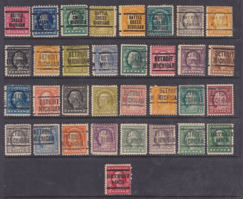 Michigan Precancels   72 Different Washington/Franklin Issues