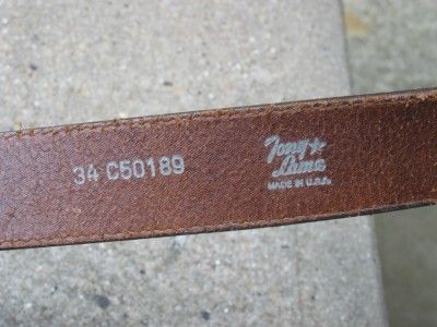 Used Brown Tooled Leather Tony Lama Belt 34  