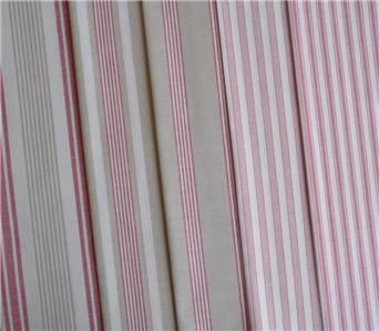 Pale vintage red white ticking stripe fabric French  
