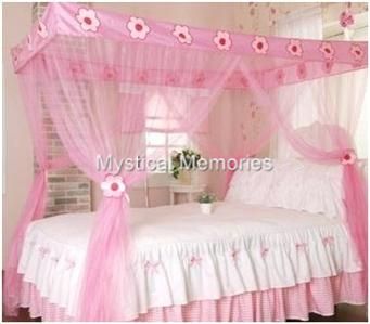 Pink Fairy Princess Mosquito Net 4 Poster Bed Canopy  