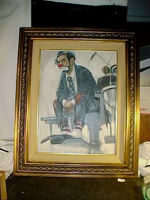 Robert Owen 24 x 18 Original Oil Clown Painting Dentist  