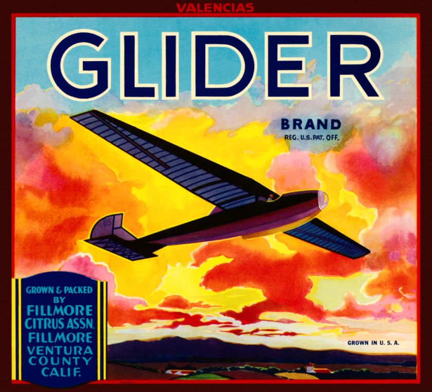 Vintage Reproduction Valencias Glider Brand label  