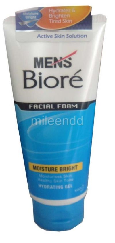 MENS BIORE 100G FACIAL FOAM MOISTURE BRIGHT HYDRATING GEL  