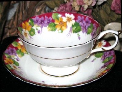 Paragon PURPLE VIOLETS & BLOSSOM Tea Cup and Saucer  