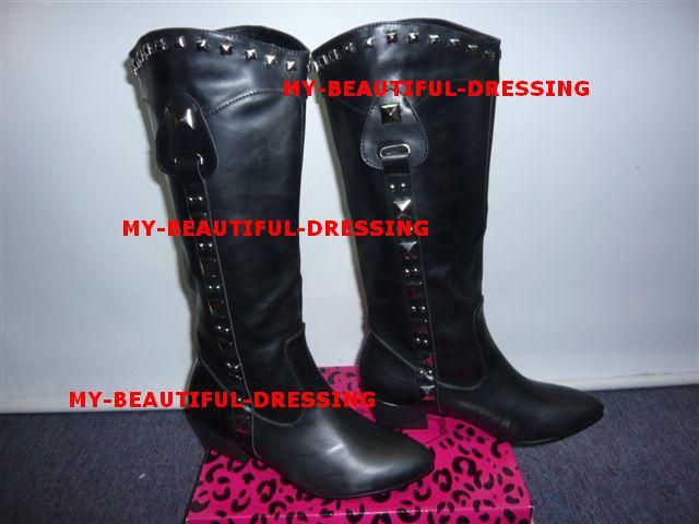 SALE MW006069   TALL BLACK STUD BOOTS POINTED TOE SZ 38  