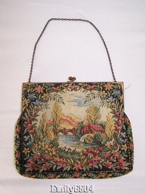 Handmade France 1940’s WALBORG Tapestry Frame Purse  