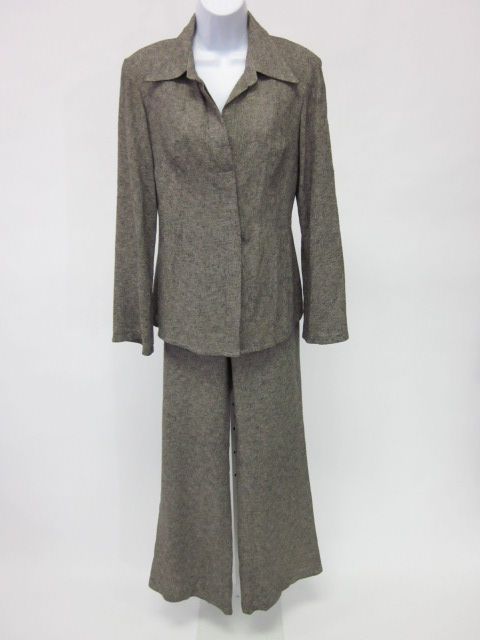 EDUARDO LUCERO Tan Black Blazer Pants Suit Set Sz M  