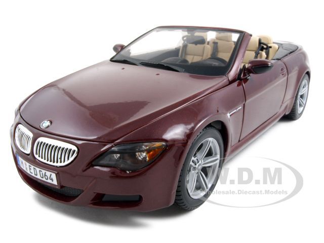 BMW M6 CONVERTIBLE BURGUNDY 118 DIECAST MODEL CAR  