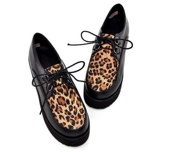 2012 Fashion Ladies Charming Leopard Lace Up High Platform Flats 