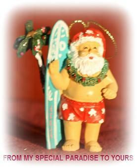 HAWAII HAWAIIAN SANTA CLAUS SURFS UP ORNAMENT CHRISTMAS  