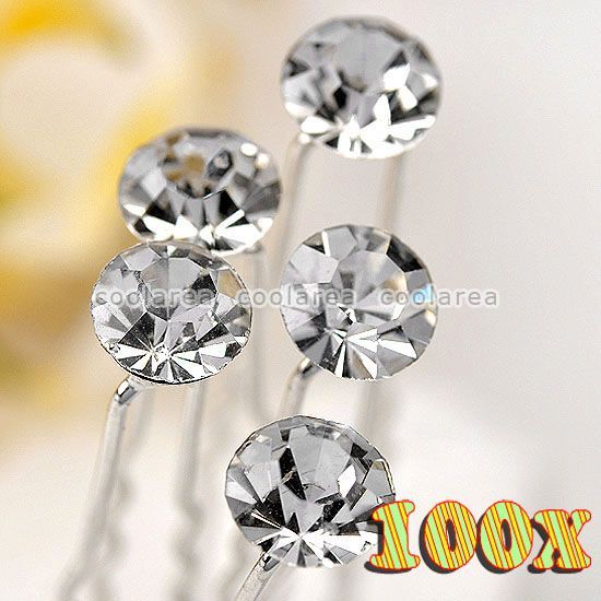   Clear Crystal Round Flower Wedding Bridal Hairpins Accessory Wholesale