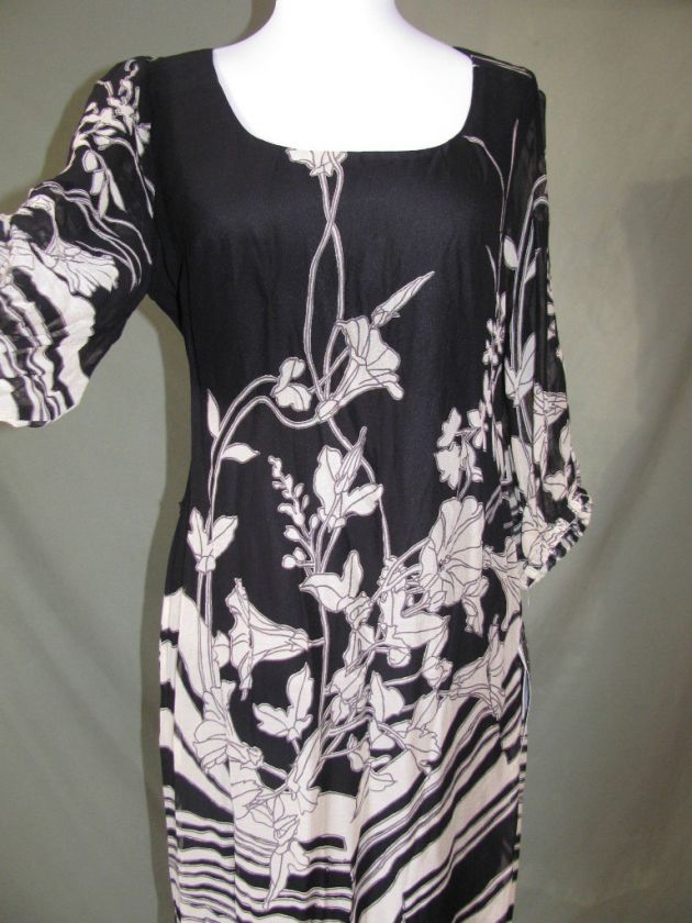 NWT EVA BLUE BLACK FLORAL SHIFFON COCKTAIL CASUAL SUNDRESS DRESS 12 