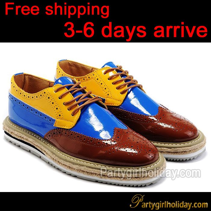   Creeper Leather Multicolor Wingtip Oxford Porous Platform Brogues Shoe