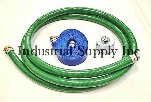 Trash Pump Water Suction 100 Ft Discharge Hose Pinlug Kit 