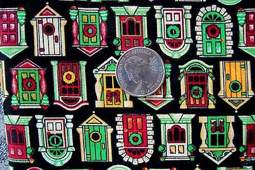 FABRIC ~ CHRISTMAS CRANSTON PRINT DECORATED DOORS FQN  