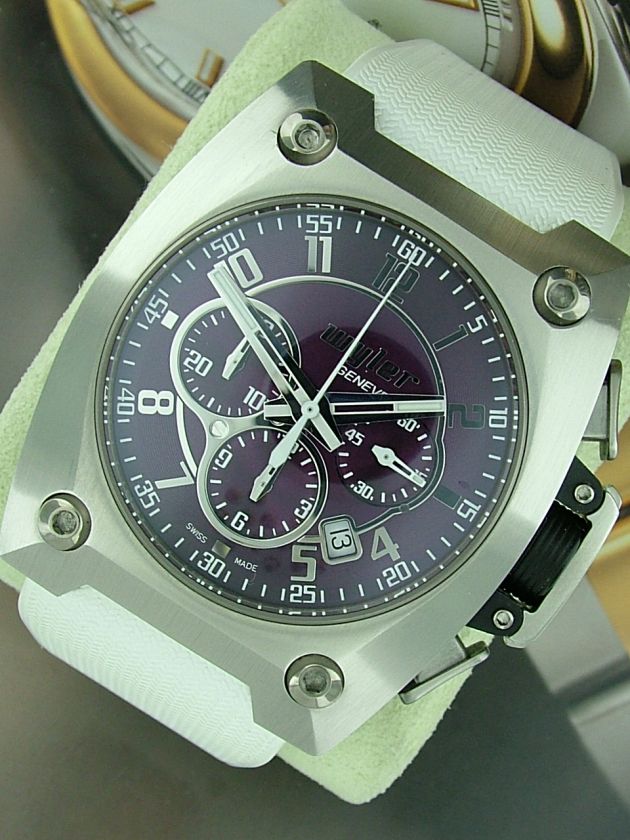 Stunning Wyler Code R Chronograph in steel and titanium with purple 