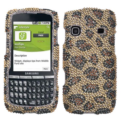 Leopard Skin/Camel Diamante Snap on Hard Case For SAMSUNG M580 