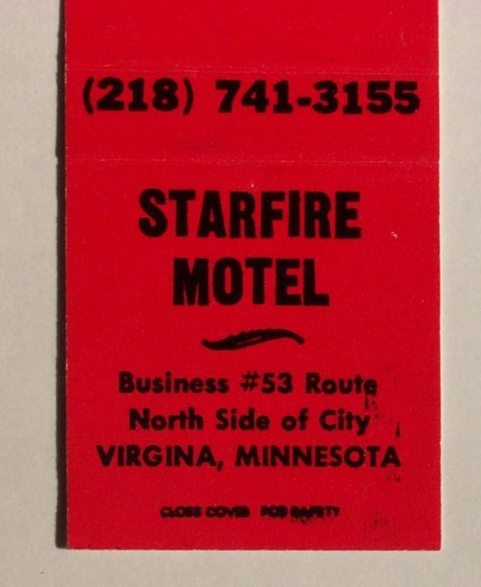 1970s Matchbook Starfire Motel Virginia MN Saint Louis  