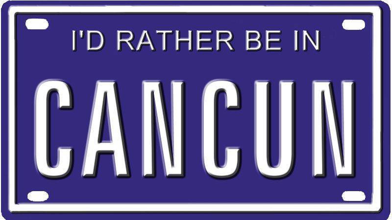 CANCUN MEXICO COLLECTIBLE BLUE LICENSE PLATE SOUVENIR  