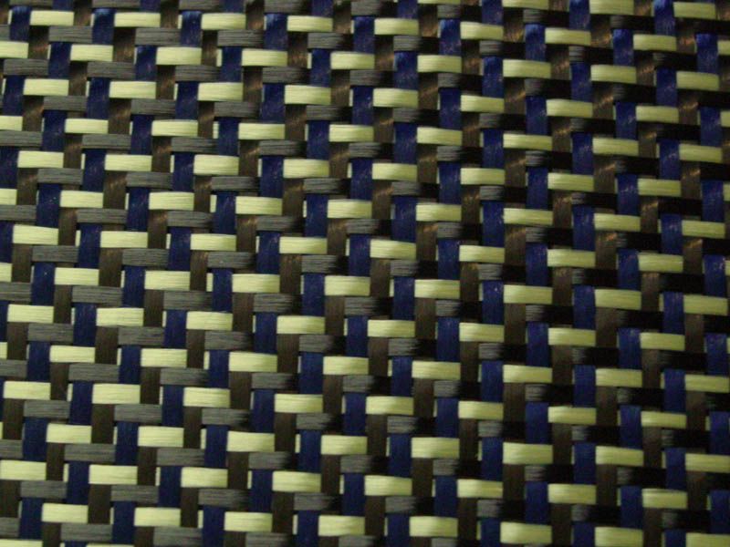 Black Blue and Yellow Carbon Fiber Kevlar Cloth Fabric  